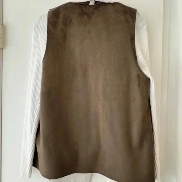 Vintage Faux Suede Shearling Vest - Size S - Picture 5 of 6